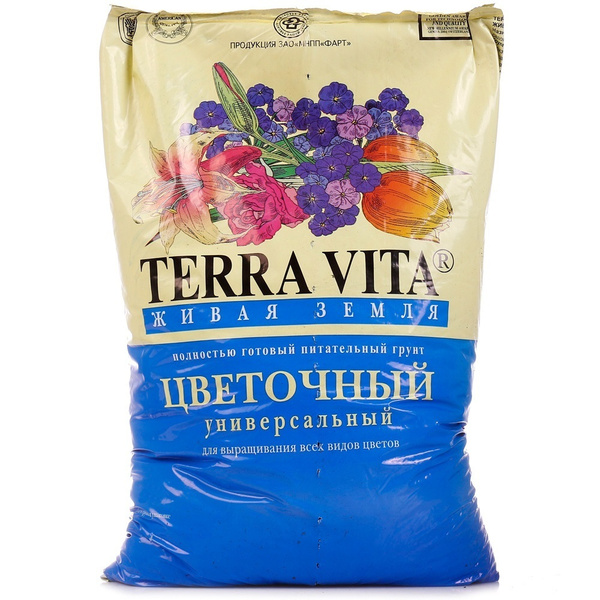 Грунт Живая земля Цветочная ТЕРРА ВИТА 50 л (т)